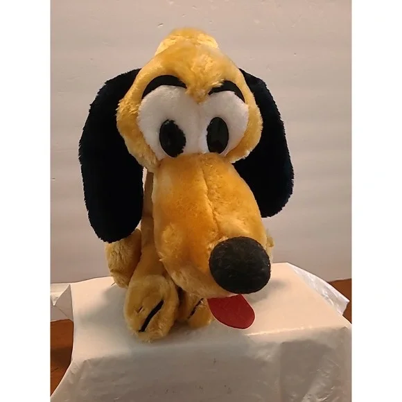 Vintage Disney PLUTO 10" Plush! Original Pluto Dog Walt Disney Tan Red Black - Picture 1 of 9